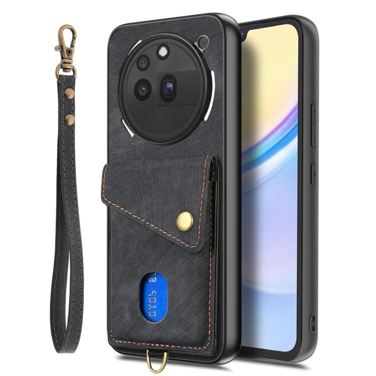 For Nothing Phone 3a Pro Retro Card Wallet Fold Leather Phone Case with Strap