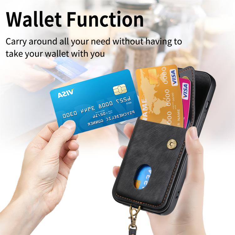 For Nothing Phone 3a Pro Retro Card Wallet Fold Leather Phone Case with Strap