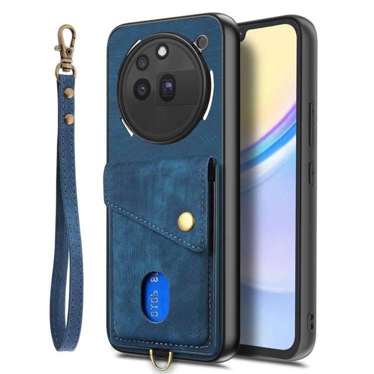 For Nothing Phone 3a Pro Retro Card Wallet Fold Leather Phone Case with Strap