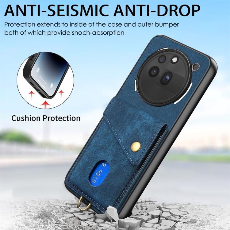 For Nothing Phone 3a Pro Retro Card Wallet Fold Leather Phone Case with Strap