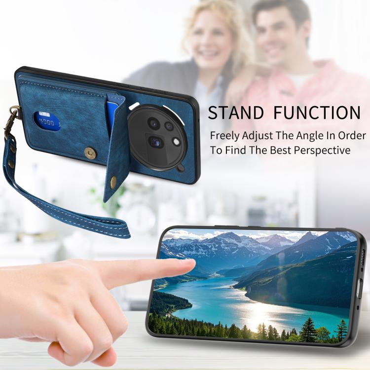 For Nothing Phone 3a Pro Retro Card Wallet Fold Leather Phone Case with Strap