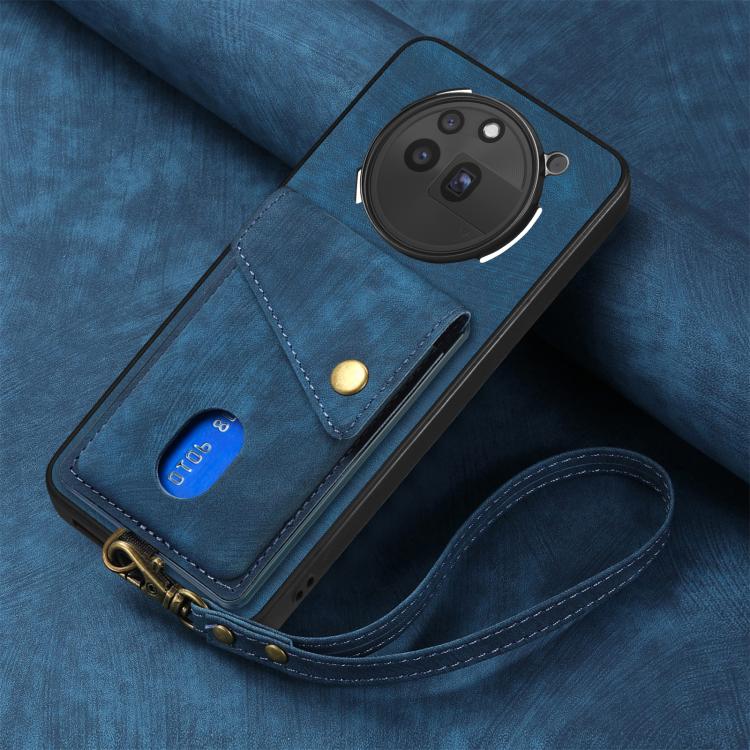 For Nothing Phone 3a Pro Retro Card Wallet Fold Leather Phone Case with Strap