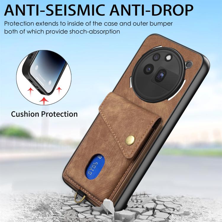 For Nothing Phone 3a Pro Retro Card Wallet Fold Leather Phone Case with Strap