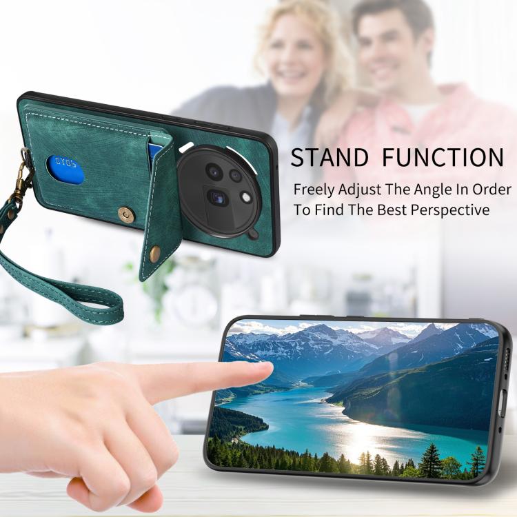 For Nothing Phone 3a Pro Retro Card Wallet Fold Leather Phone Case with Strap