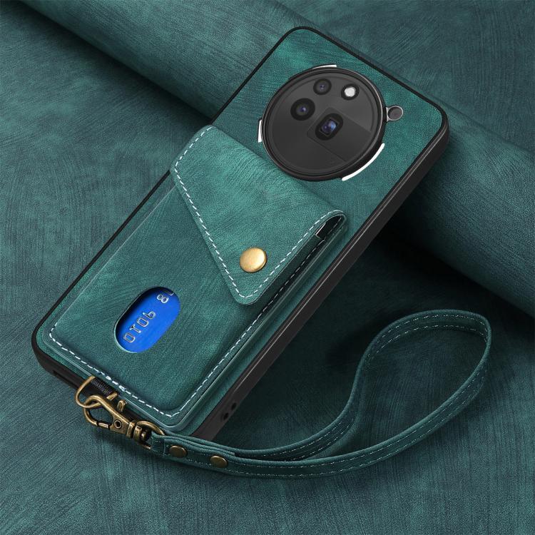 For Nothing Phone 3a Pro Retro Card Wallet Fold Leather Phone Case with Strap