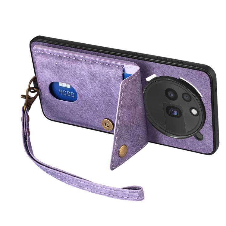 For Nothing Phone 3a Pro Retro Card Wallet Fold Leather Phone Case with Strap