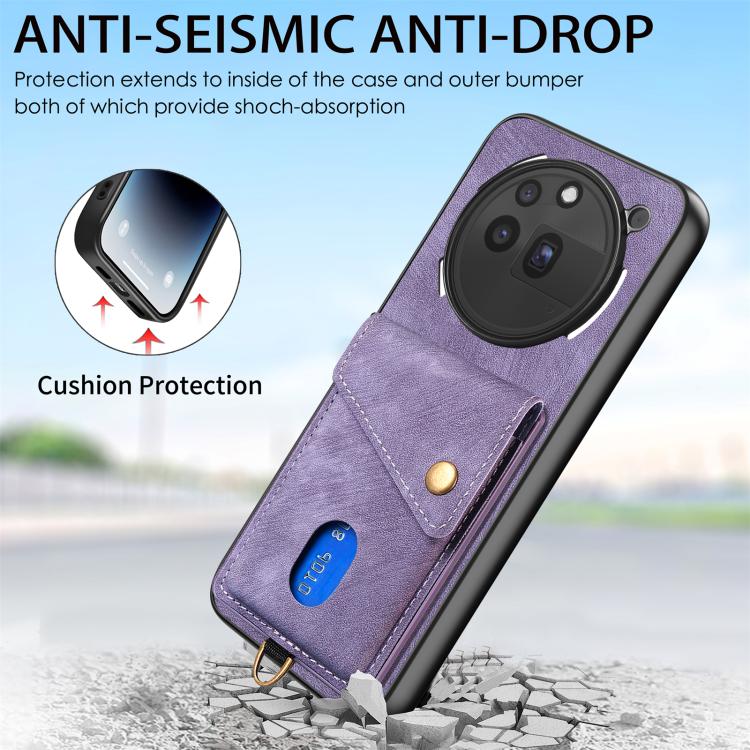 For Nothing Phone 3a Pro Retro Card Wallet Fold Leather Phone Case with Strap
