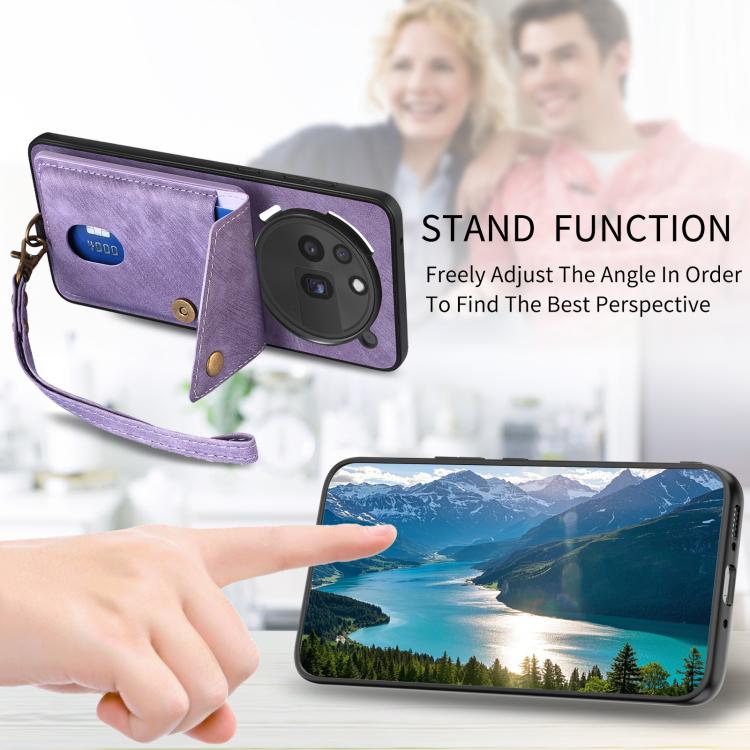For Nothing Phone 3a Pro Retro Card Wallet Fold Leather Phone Case with Strap