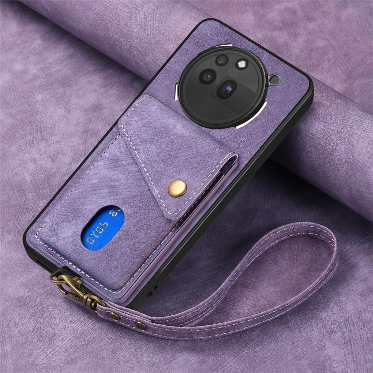 For Nothing Phone 3a Pro Retro Card Wallet Fold Leather Phone Case with Strap
