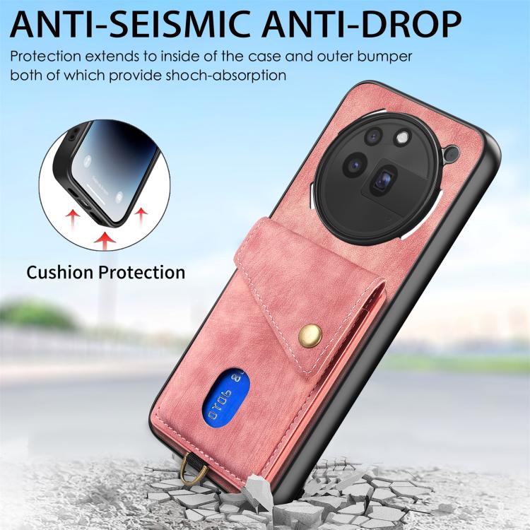 For Nothing Phone 3a Pro Retro Card Wallet Fold Leather Phone Case with Strap