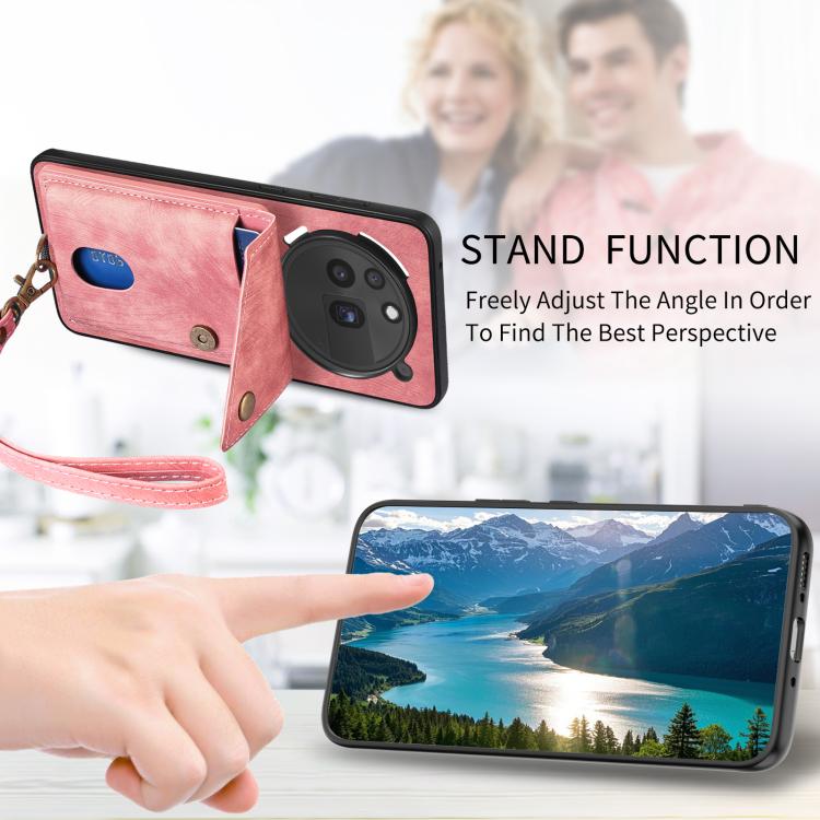 For Nothing Phone 3a Pro Retro Card Wallet Fold Leather Phone Case with Strap