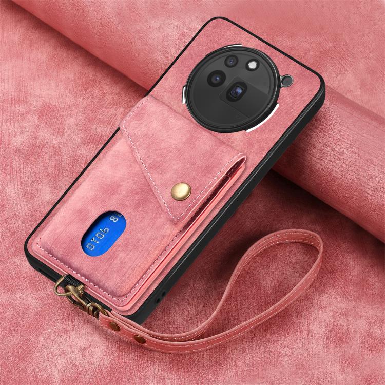 For Nothing Phone 3a Pro Retro Card Wallet Fold Leather Phone Case with Strap