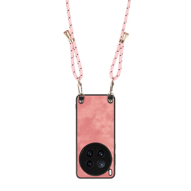 For vivo X200 Ultra Vintage Leather PC Back Cover Phone Case with Crossbody Strap