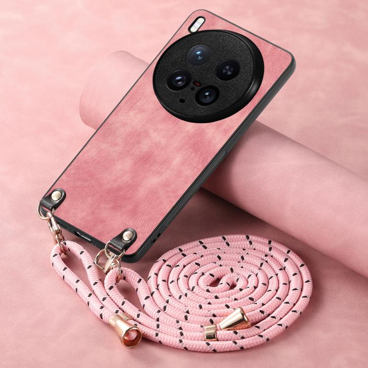 For vivo X200 Ultra Vintage Leather PC Back Cover Phone Case with Crossbody Strap