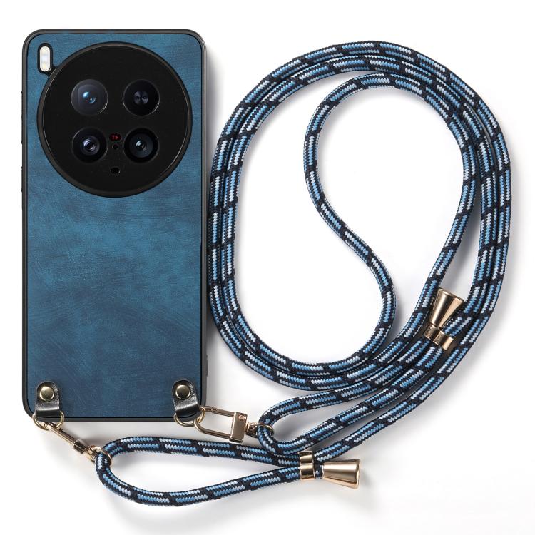 For vivo X200 Ultra Vintage Leather PC Back Cover Phone Case with Crossbody Strap