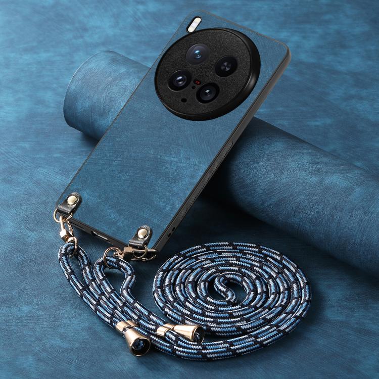 For vivo X200 Ultra Vintage Leather PC Back Cover Phone Case with Crossbody Strap