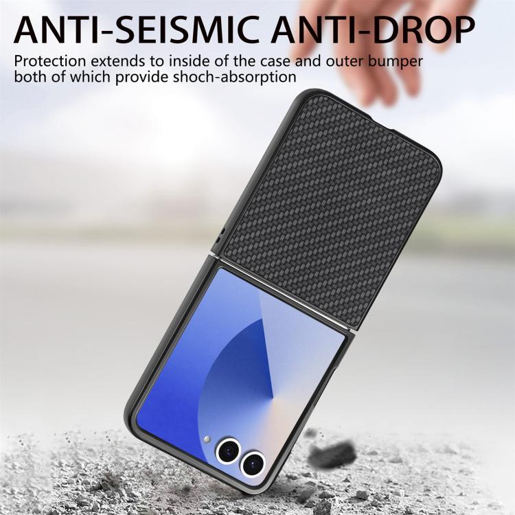 For Galaxy Z Flip7 5G Carbon Fiber Texture Leather Back Phone Case