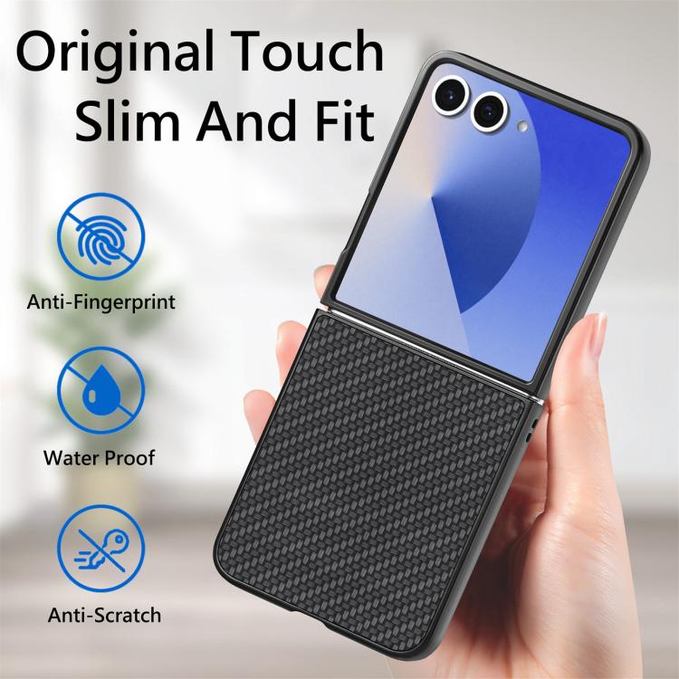 For Galaxy Z Flip7 5G Carbon Fiber Texture Leather Back Phone Case