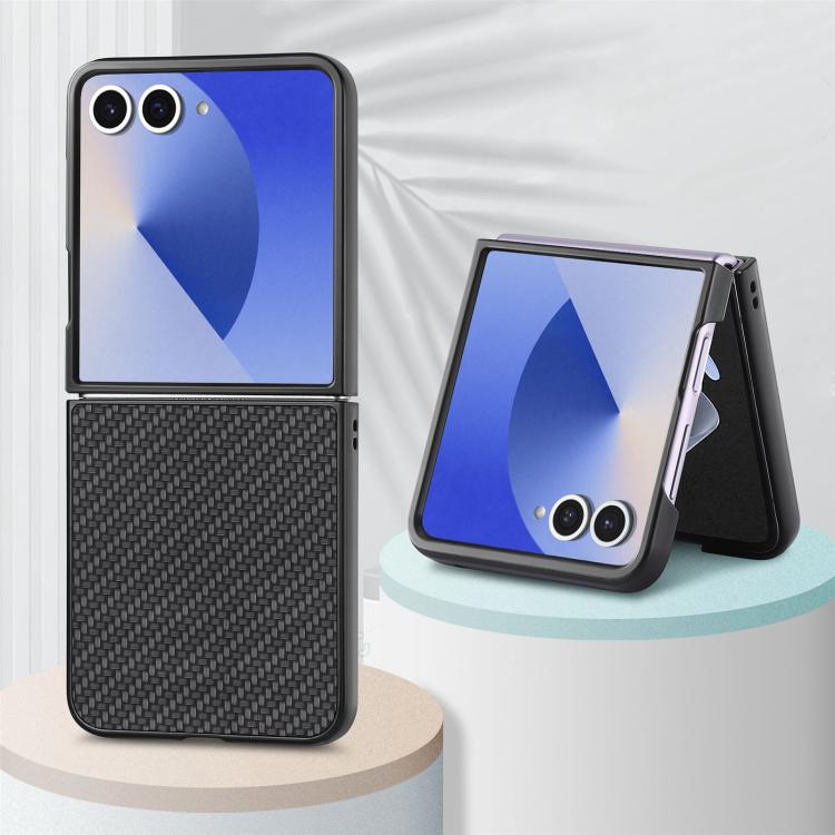 For Galaxy Z Flip7 5G Carbon Fiber Texture Leather Back Phone Case