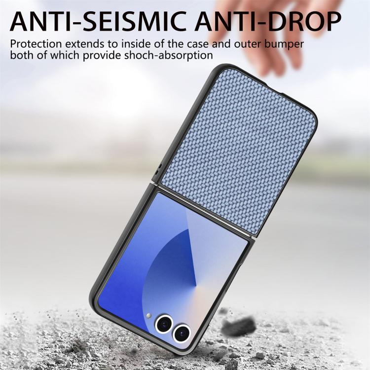 For Galaxy Z Flip7 5G Carbon Fiber Texture Leather Back Phone Case