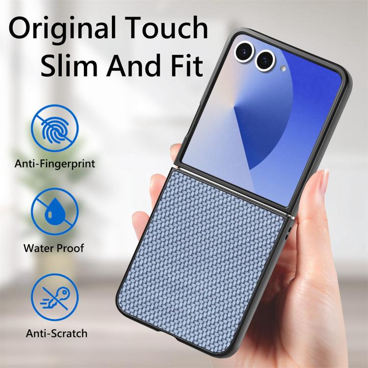 For Galaxy Z Flip7 5G Carbon Fiber Texture Leather Back Phone Case