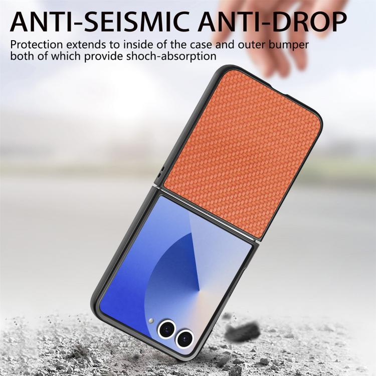 For Galaxy Z Flip7 5G Carbon Fiber Texture Leather Back Phone Case
