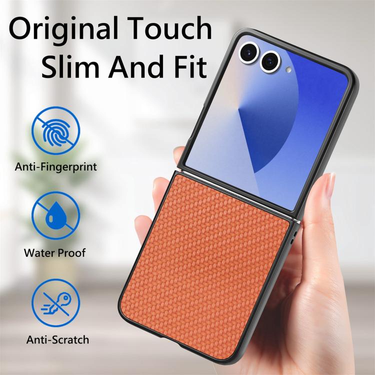 For Galaxy Z Flip7 5G Carbon Fiber Texture Leather Back Phone Case