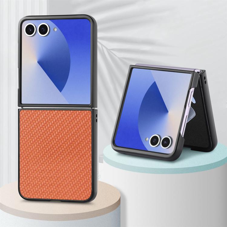 For Galaxy Z Flip7 5G Carbon Fiber Texture Leather Back Phone Case