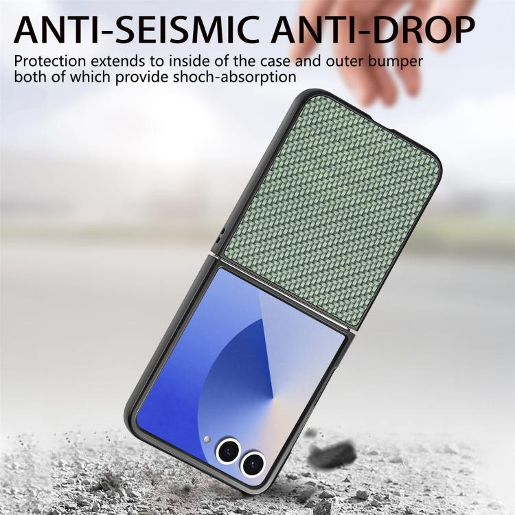 For Galaxy Z Flip7 5G Carbon Fiber Texture Leather Back Phone Case