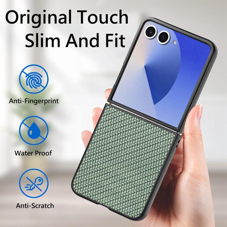 For Galaxy Z Flip7 5G Carbon Fiber Texture Leather Back Phone Case