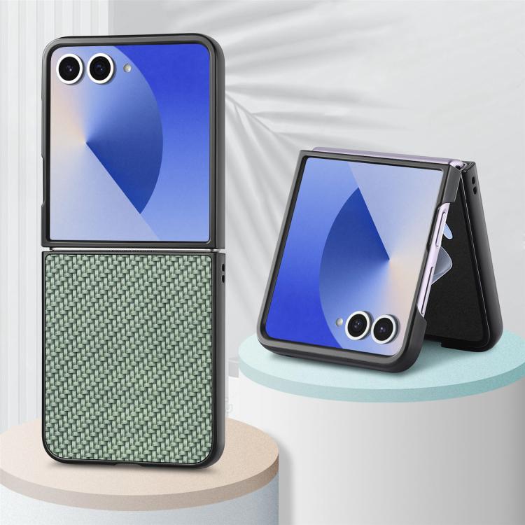 For Galaxy Z Flip7 5G Carbon Fiber Texture Leather Back Phone Case