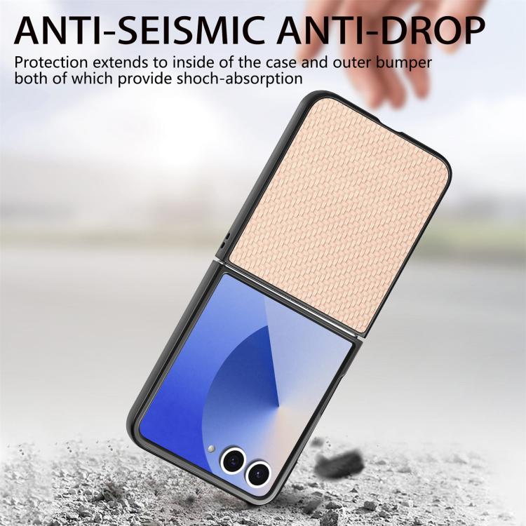 For Galaxy Z Flip7 5G Carbon Fiber Texture Leather Back Phone Case