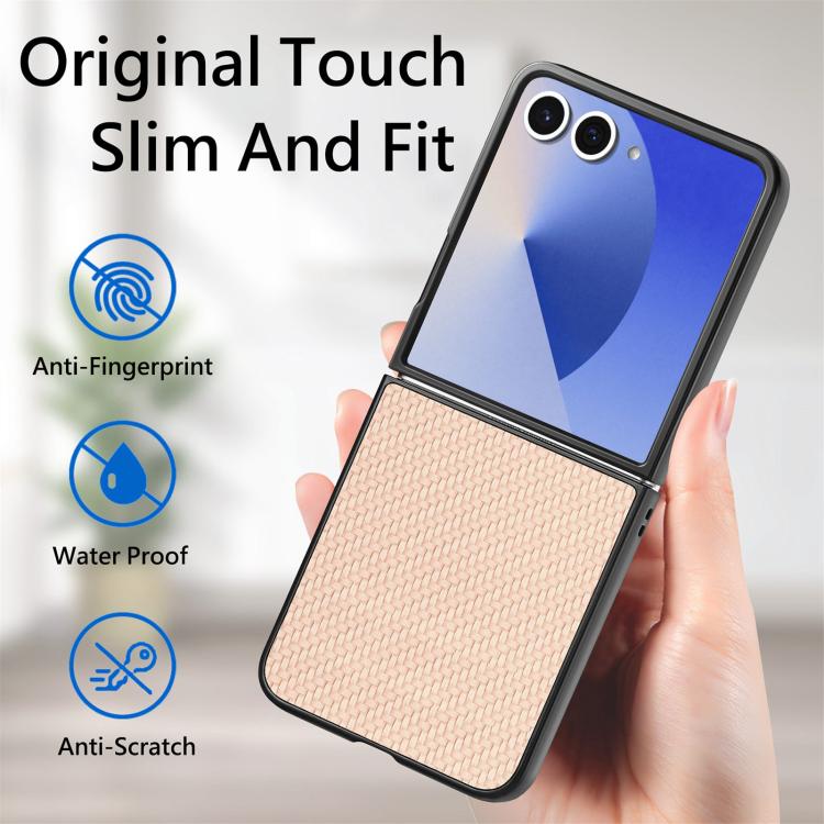 For Galaxy Z Flip7 5G Carbon Fiber Texture Leather Back Phone Case