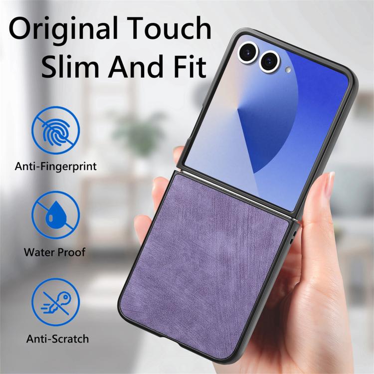 For Samsung Galaxy Z Flip 7 5G Vintage Leather PC Back Cover Phone Case