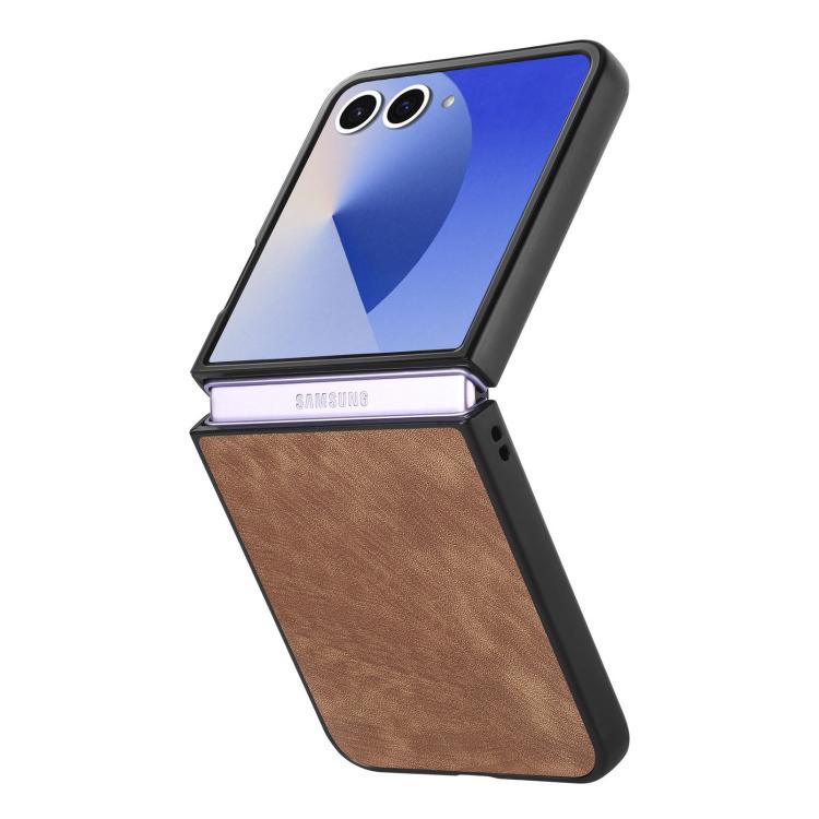 For Samsung Galaxy Z Flip 7 5G Vintage Leather PC Back Cover Phone Case