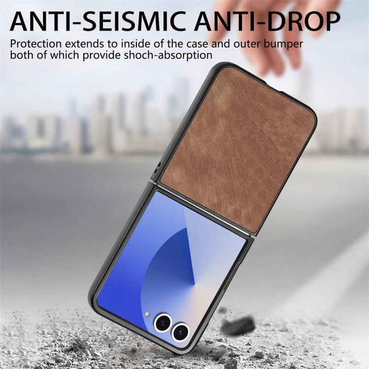 For Samsung Galaxy Z Flip 7 5G Vintage Leather PC Back Cover Phone Case
