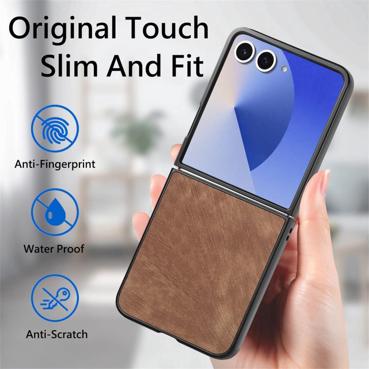 For Samsung Galaxy Z Flip 7 5G Vintage Leather PC Back Cover Phone Case