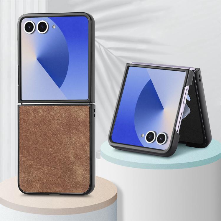 For Samsung Galaxy Z Flip 7 5G Vintage Leather PC Back Cover Phone Case