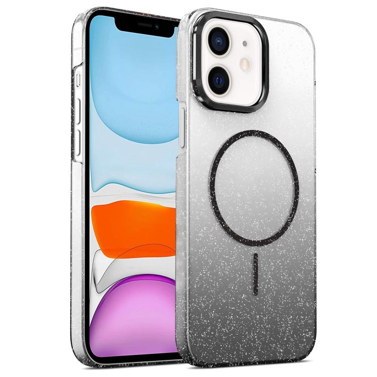 For iPhone 11 Gold Diamond Glitter Gradient MagSafe Shockproof Phone Case
