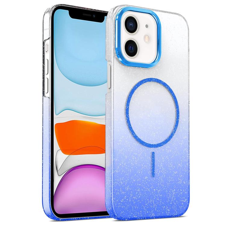 For iPhone 11 Gold Diamond Glitter Gradient MagSafe Shockproof Phone Case