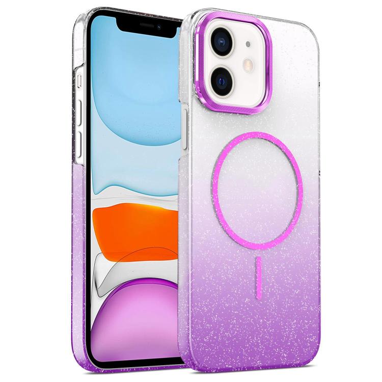 For iPhone 11 Gold Diamond Glitter Gradient MagSafe Shockproof Phone Case