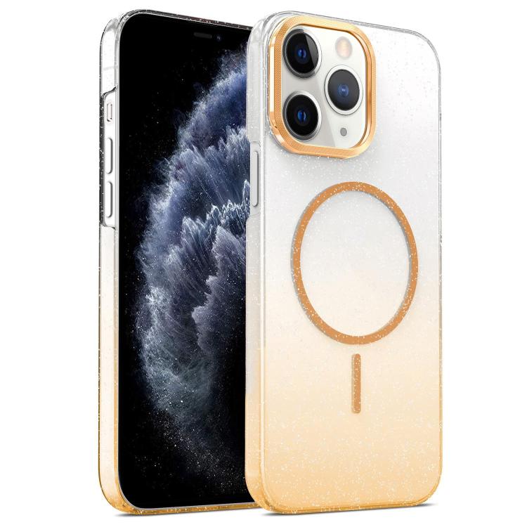 For iPhone 11 Pro Gold Diamond Glitter Gradient MagSafe Shockproof Phone Case