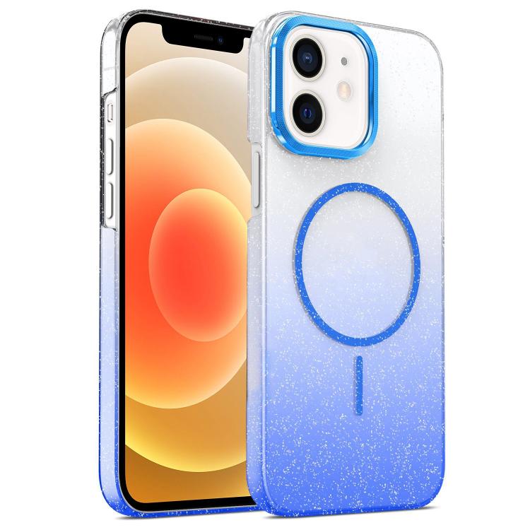 For iPhone 12 Gold Diamond Glitter Gradient MagSafe Shockproof Phone Case