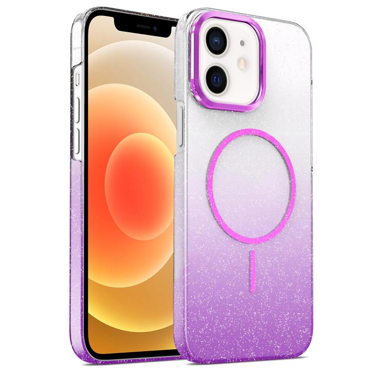 For iPhone 12 Gold Diamond Glitter Gradient MagSafe Shockproof Phone Case