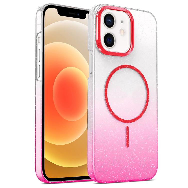 For iPhone 12 Gold Diamond Glitter Gradient MagSafe Shockproof Phone Case