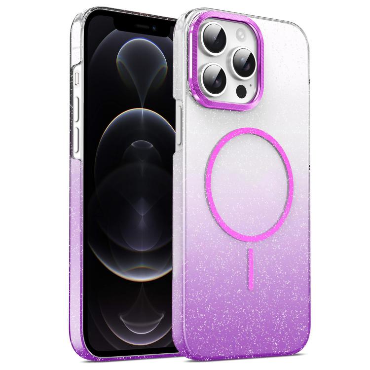 For iPhone 12 Pro Gold Diamond Glitter Gradient MagSafe Shockproof Phone Case