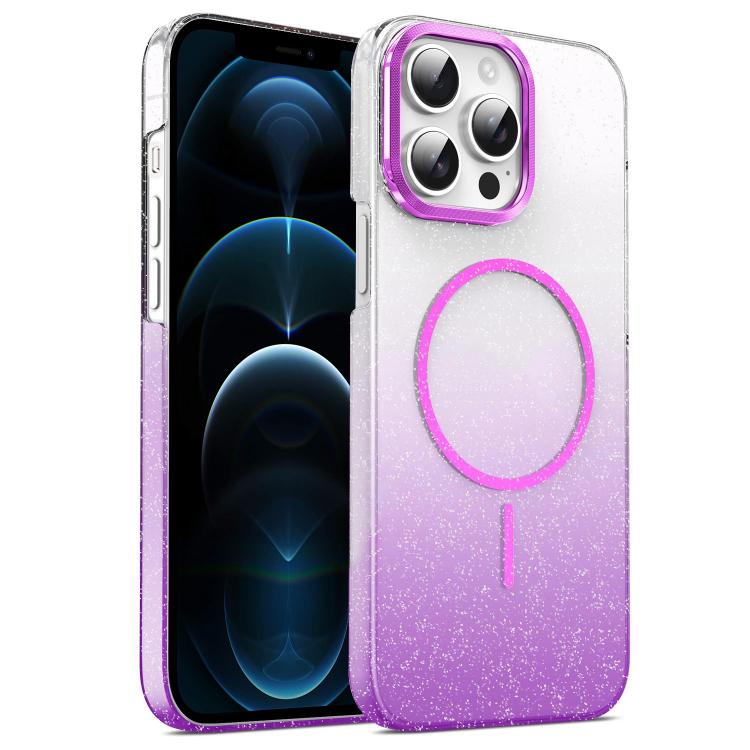 For iPhone 12 Pro Max Gold Diamond Glitter Gradient MagSafe Shockproof Phone Case