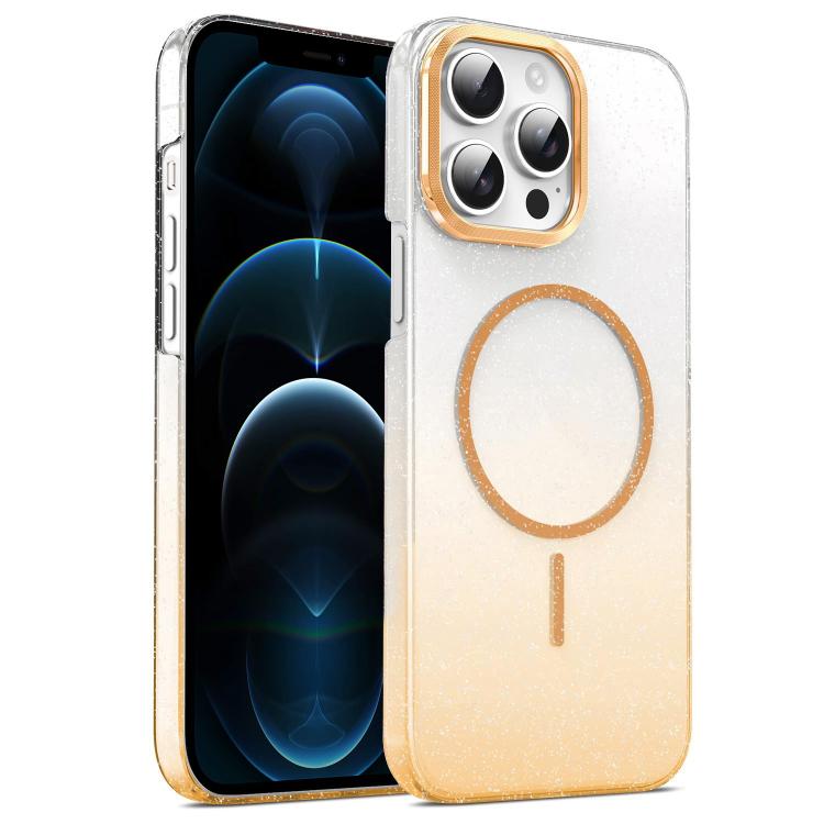 For iPhone 12 Pro Max Gold Diamond Glitter Gradient MagSafe Shockproof Phone Case