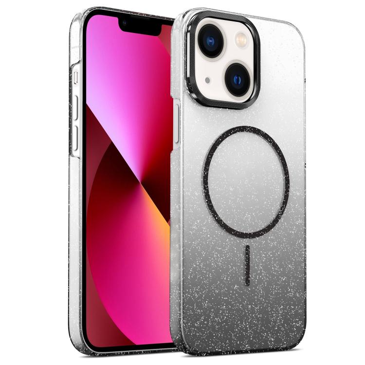 For iPhone 13 Gold Diamond Glitter Gradient MagSafe Shockproof Phone Case