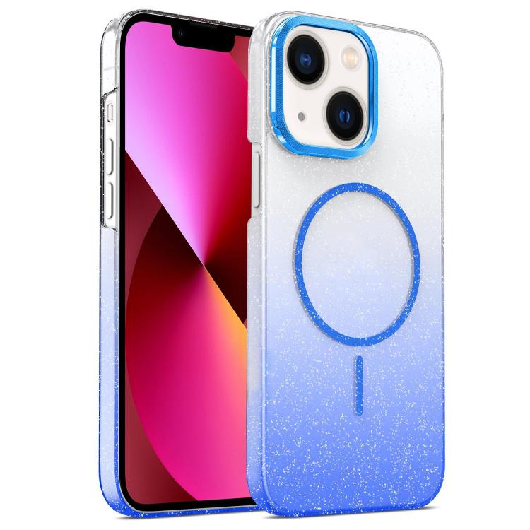 For iPhone 13 Gold Diamond Glitter Gradient MagSafe Shockproof Phone Case